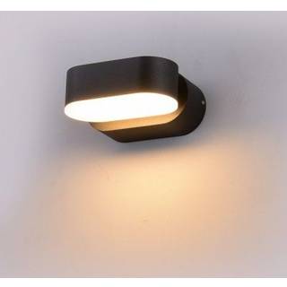V-Tac 6W LED sort væglampe - Oval, roterbar 350 grader, IP65 udendørs, 230V, inkl. lyskilde - Dæmpbar : Ikke dæmpbar, Kulør : Varm