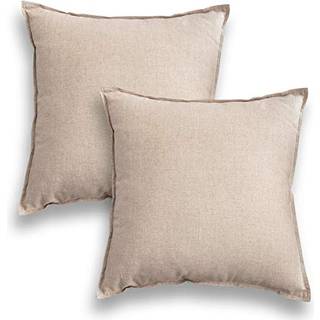 Jeanerlor Pack med 2 naturlige bomuldslinned soild gul dekorativt firkant 24 x 24 tommer kaste pudebetræk sæt pudehus til soveværelse/sofa/bil (6
