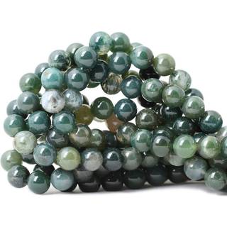 Chaviansk 35 pcs 10 mm Natural Moss Agate Gemstone Round Loose perler til smykker Making DIY 1 Strand 15 """"