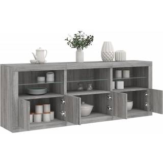 Skænk Med Led-Lys 181,5X37X67Cm Etræsfarve - Grå sonoma-eg