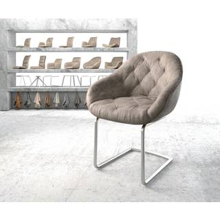 Freischwinger Gaio-Flex Mikrofaser Taupe Vintage Freischwinger rund Edelstahl - Taupe, Silber