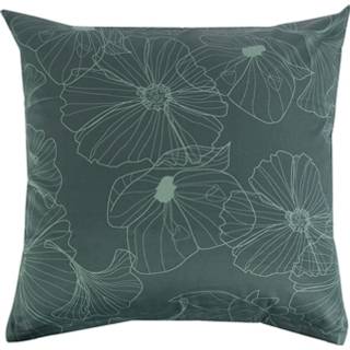 Pudebetræk 60x63 cm - Vendbart design i 100% Bomuldssatin - Big Flower grøn - Fra By Night