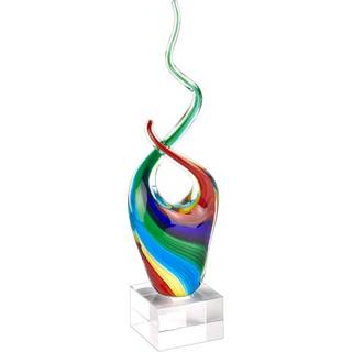 11 Multicolor Art Glass Abstract Centerpiece On Crystal Base