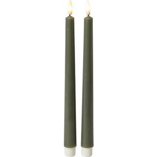DACORE Stagelys med 3D flamme i mørk grøn - 28 cm - 2 stk.