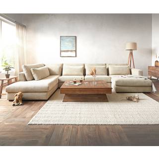 Wohnlandschaft Isla 430x225 Chenille Beige Ottomane links