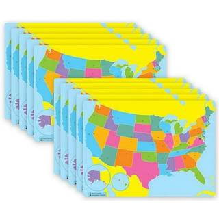 10 Pack Postermat Pals Space Savers 13 """" X 9.5 """" Smart Poly US Map 95303