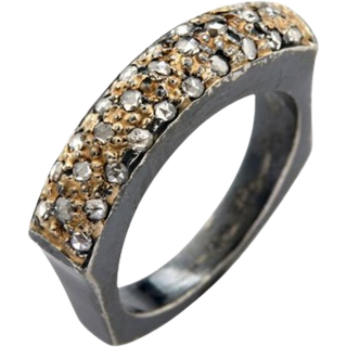 By Birdie Manhattan Sol Pavé Sterling Sølv Ring med 14 Karat Guld og Diamanter 0,60 Carat