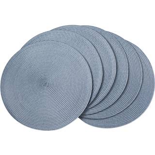 AHHFSMEI RUNDT FLETTET PLACEMATS 15 tommer Round Table Mats til spiseborde Naturligt v?vet varmebestandige stedm?tter s?t p? 6 (lysebl?)