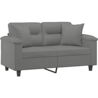 2-personers sofa med puder 120 cm mikrofiberstof mørkegrå