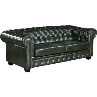 Chesterfield 3-personers sofa BRENTON 100% bøffelskind - Mørkegrøn