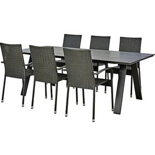 New York havebord med 6 Mallorca havestole - sort