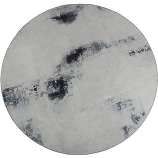 Rundt tæppe - Gulvtæppe Ø 160 cm - Løs tæppe med skridsikker bagside - Gråt tæppe med abstrakt design - Blødt gulvtæppe fra Nordstrand Home Dorte