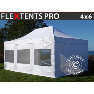 Foldetelt FleXtents Easy up pavillon PRO 4x6m Hvid, inkl. 8 sider