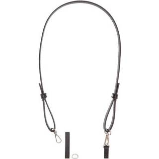 Kunstleder Schulterriemen mit Karabinern lang schwarz-silber 12x1085mm