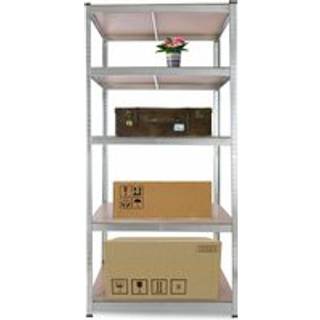 Arebos® Kraftig reol 200 x 90 x 60 cm, værkstedsreoler - bæreevne 875 kg - sølv