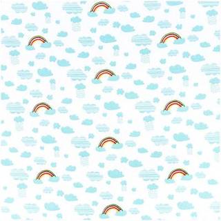 Stoff Jersey weiß-Regenbogen 145cm - Weiß-Mehrfarbig