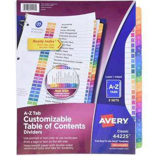 Avery A-Z Tab Dividers til 3 Ring Binders tilpasselig indholdsfulde faner 3 s?t (44225)
