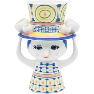 Bjørn wiinblad Lady with hat vase 20,5 cm, blå