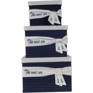 Homeroots 11,5 """" x 12 """" x 8,5 """" Vitblå tyg -lådor med täckuppsättning av 3