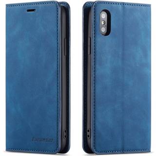 FORWENW iPhone XS læder flip etui - Blå