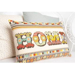 Kissen handbestickt Home 50x35cm - Mehrfarbig