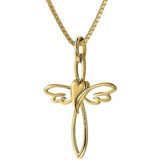 trendor 39573 Kreuz-Anhänger 333 Gold mit goldplattierter Silberkette