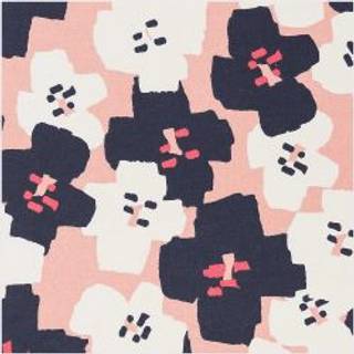 Druckstoff Okina Hana Blumen pink-schwarz 140cm beschichtet - Mehrfarbig