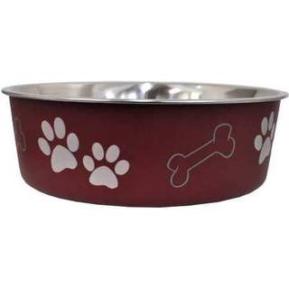 K?rlige k?ledyr - Bella Bowls - Dog Food Water Bowl No Tip Rustfrit st?l Pet Bowl No Skid Spill Proof (Extra Large Merlot Red)