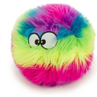 Godog Furballz Squeaky Plush Ball Dog Toy Chew Guard Technology - Rainbow Large