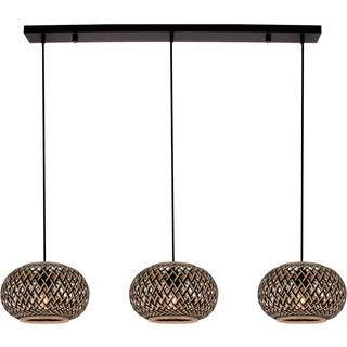 Hængelampe Nerys Lindby, dæmpbar, Mørkt træ, Stue/spisestue, Træ, Herregårds/rustik