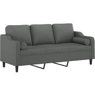 3-personers sofa med pyntepuder 180 cm stof mørkegrå