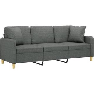 3-Personers Sofa Med Pyntepuder Stof - 180 cm / Mørkegrå