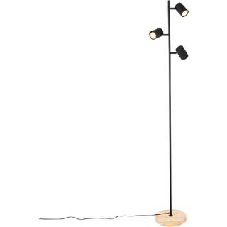 Moderne gulvlampe sort med træ 3-lys - Jeana