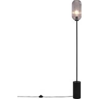 Art Deco gulvlampe sort med røgglas - Rid