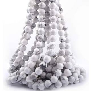 ICAI perler 4mm Natural White Howlite Gemstone Round Loose Stone Perles til smykker Making DIY Crafts Design 1 Strand 15 """" Appr.98-100pcs