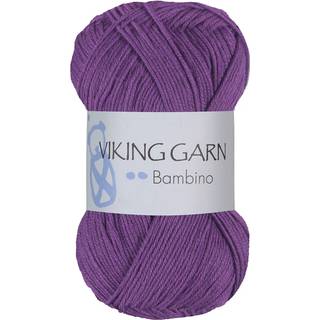 Viking Bambino 469 Lilla Indhold: 50% Bambus, 50% bomuld Vægt/længde: 50 g = ca. 176 meter Anbefalet pind:3 mm Anbefalet hæklenål:2.5 mm Strikkefasthed: 10 cm = 28 m Vask:40°C / Tørres fladt.