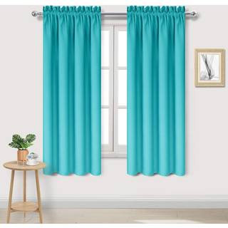 DWCN Blackout -gardiner til sovev?relse - Termisk isoleret privatliv Energibesparende stanglomme gardiner til stue W 38 x L 63 tommer turkis s?t