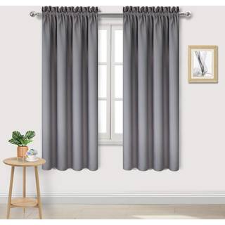 DWCN Blackout -gardiner til sovev?relse - Termisk isoleret privatliv Energibesparende stanglommetur til stuen W 38 x L 63 tommer gr?t s?t p? 2