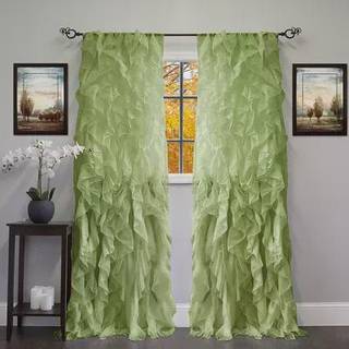 Sweet Home Collection 1 Pack Window Treatment Sheer Cascading Panel Vertical Ruffled Curtains i mange st?rrelser og farver 96 """" X 50 """" Sage