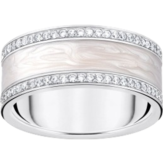 Thomas Sabo TR2446-041-14-56 Silberner Bandring mit weißen Zirkonia und Emaille Damen