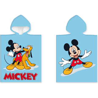 Badeponcho - Børnehåndklæde - 50x100 cm - Mickey Mouse og Pluto - 100% Bomuld