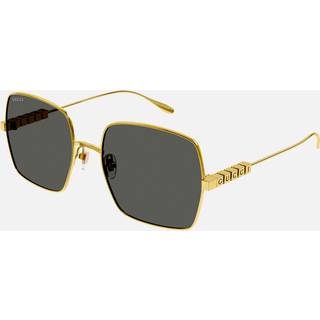 Gucci Kvinde GG1434S 001 Solbriller Metal Guld Grå Firkantet Normal