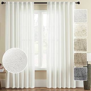 M?det semi ren hvide linnedgardiner 96 tommer lange til stue 2 paneler s?tter fanebladet Lysfiltrering Moderne bondeg?rd Bohemske linnedstrukture