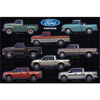 Ford Trucks Collage Mest Metal Sign - Vintage Ford Wall Art for Man Cave eller Garage