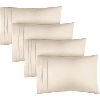 King Size Pillow Cases Set med 4 - Ekstra blød pakke med 4 pudebetræk covers - Hotel Luxury Pillowcases - Machine Washable Pillow Protectors - 20