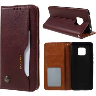 Huawei Mate 20 Pro mobiletui i kunstlæder med kortholder - Vinrød