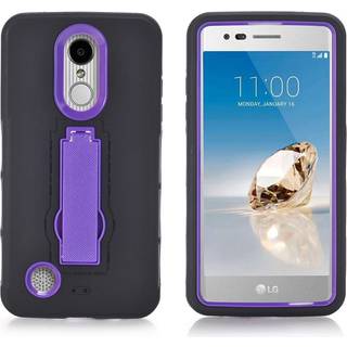 LG K8 2017 heavy duty ragged cross texture TPU case - Black/Purple