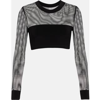 Norma Kamali Mesh and jersey crop top - black - L