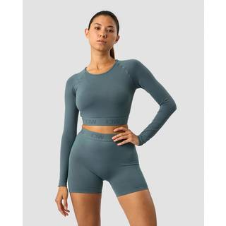 Define Seamless Logo Long Sleeve Crop Top Jungle Green