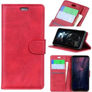 iPhone Xs Max beskyttelsesetui i kunstlæder med mat overfalde og kortlommer - Rød
